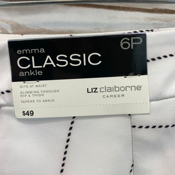 Liz Claiborne Emma Ankle Pant, White & Black - Picture 6 of 7